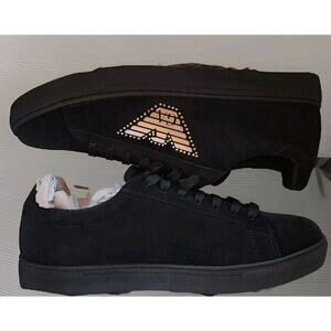 Emporium Armani Sneaker Action Leather Black+Black Women's 8. X3X104 Suede